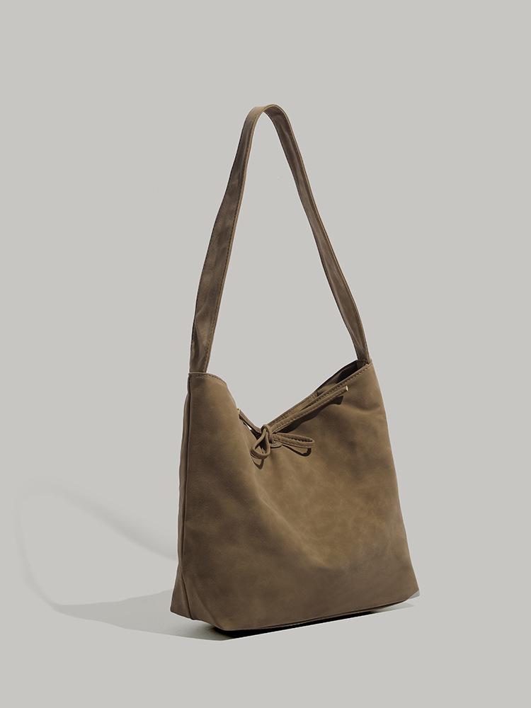 

This year s popular 2025 new retro suede bucket bag large-capacity shoulder bag student handheld underarm bag trendy коричневий
