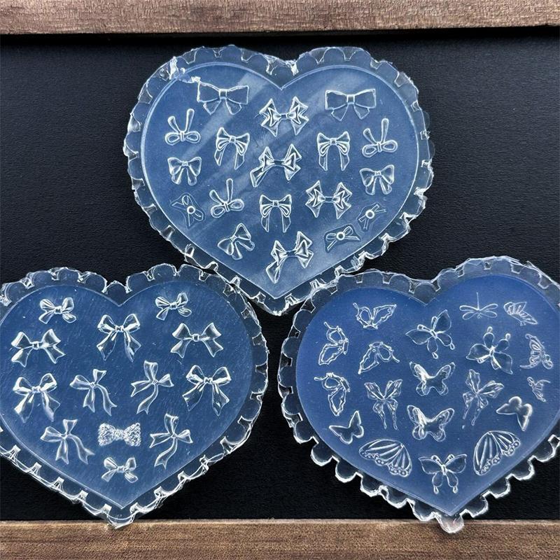 1Pcs Silicone Nail Mold Heart Shaped Butterfly Bow Flower 3D Nail Template Nail Art Decorations Nail Art Mold Manicure Tool