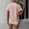 Women's Solid Color V-Neck Striped Casual Short-Sleeve T-Shirt