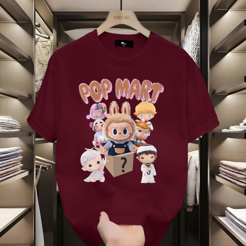 

Cartoon Pop Mart Labbubu Loose Short-sleeved T-shirt Round Neck Top Unisex S