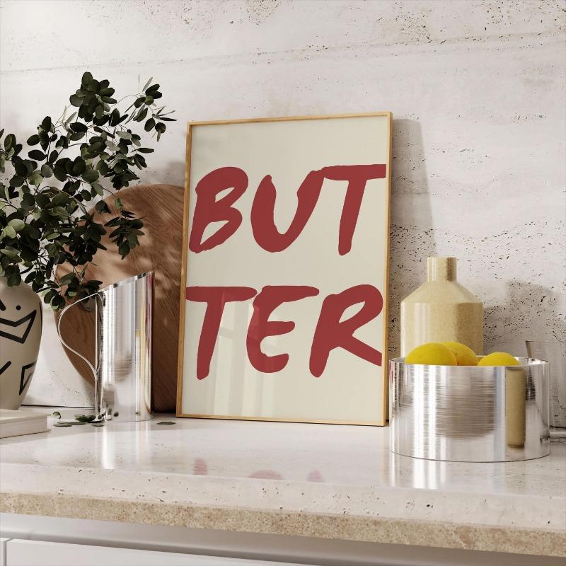 1pc Butter Poster Minimalist Kitchen Decor Funky Fun Food Baking Wall Art Perfect Gift for Butter Lovers Home Living Room Decor