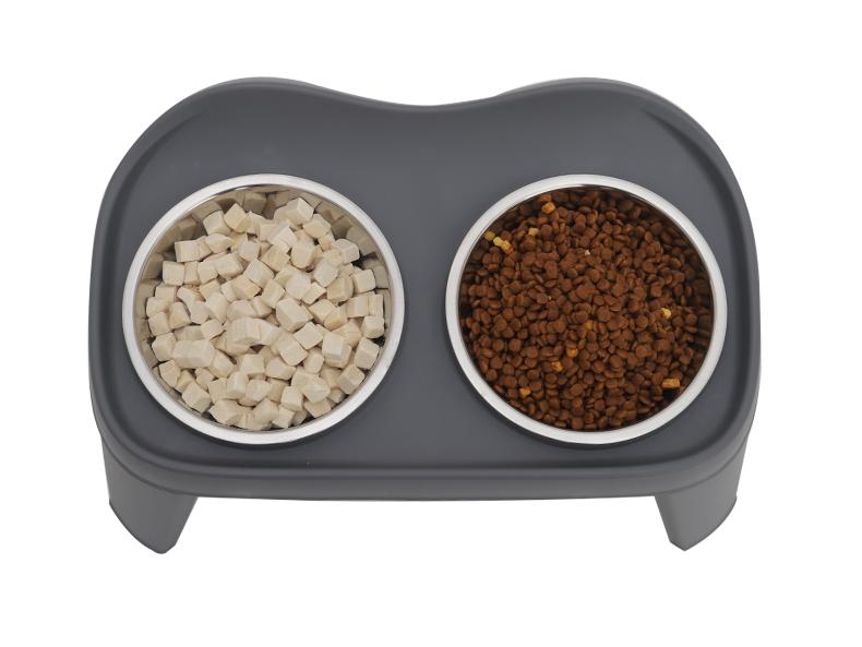 Stainless Steel Anti-Spill Double Dog Bowl with Neck Protection for Medium and Large Dogs