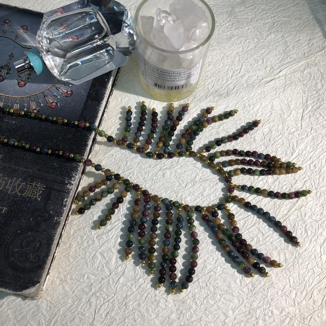 Monise natural stone Tiger s eye stone heavy industry fashion exquisite antique light luxury necklace Necklace