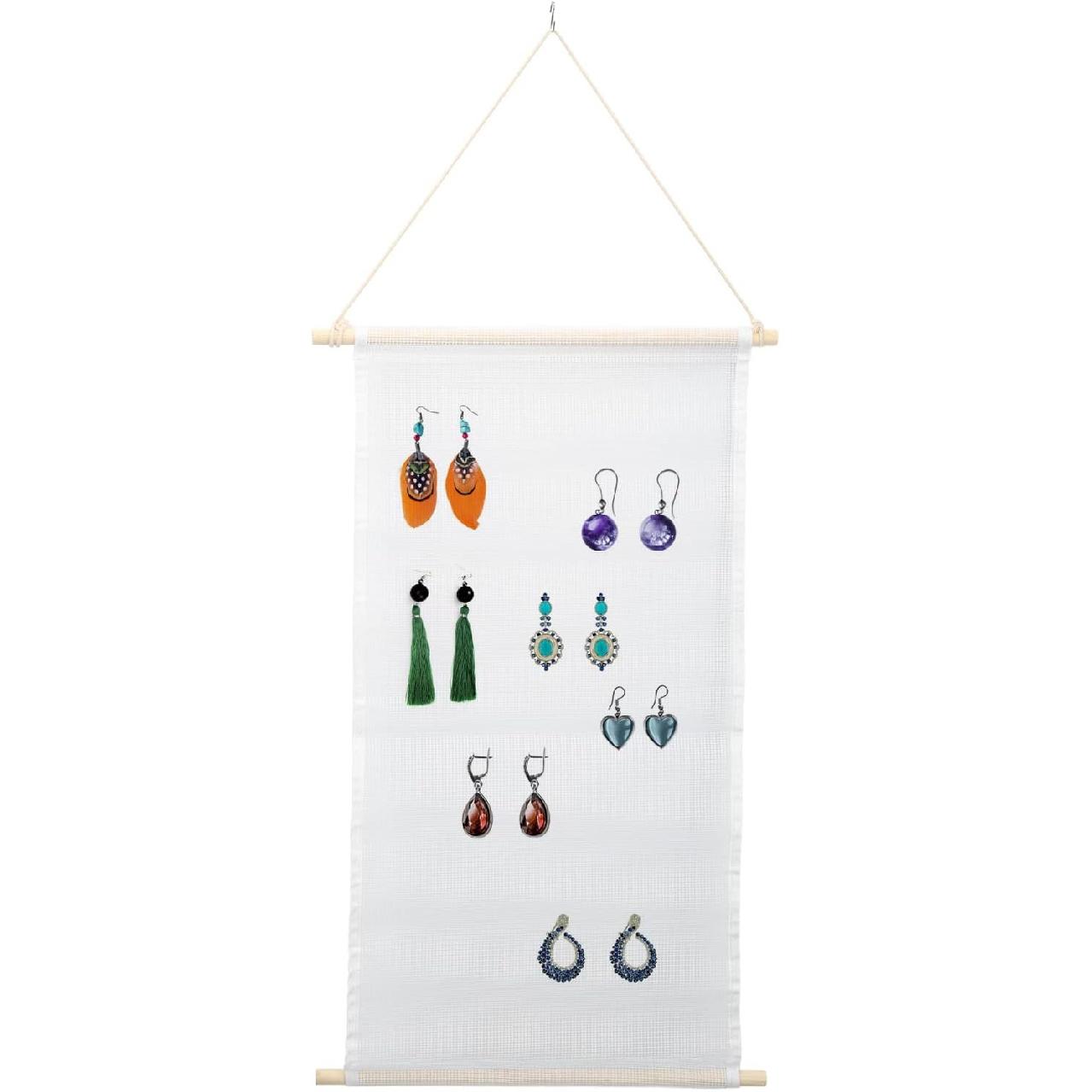 

Earring Storage, Decoration Jewelry Holder Fishing Net Wall Mount Practical with S Hook for Cupboards for Closets for Wardrobes