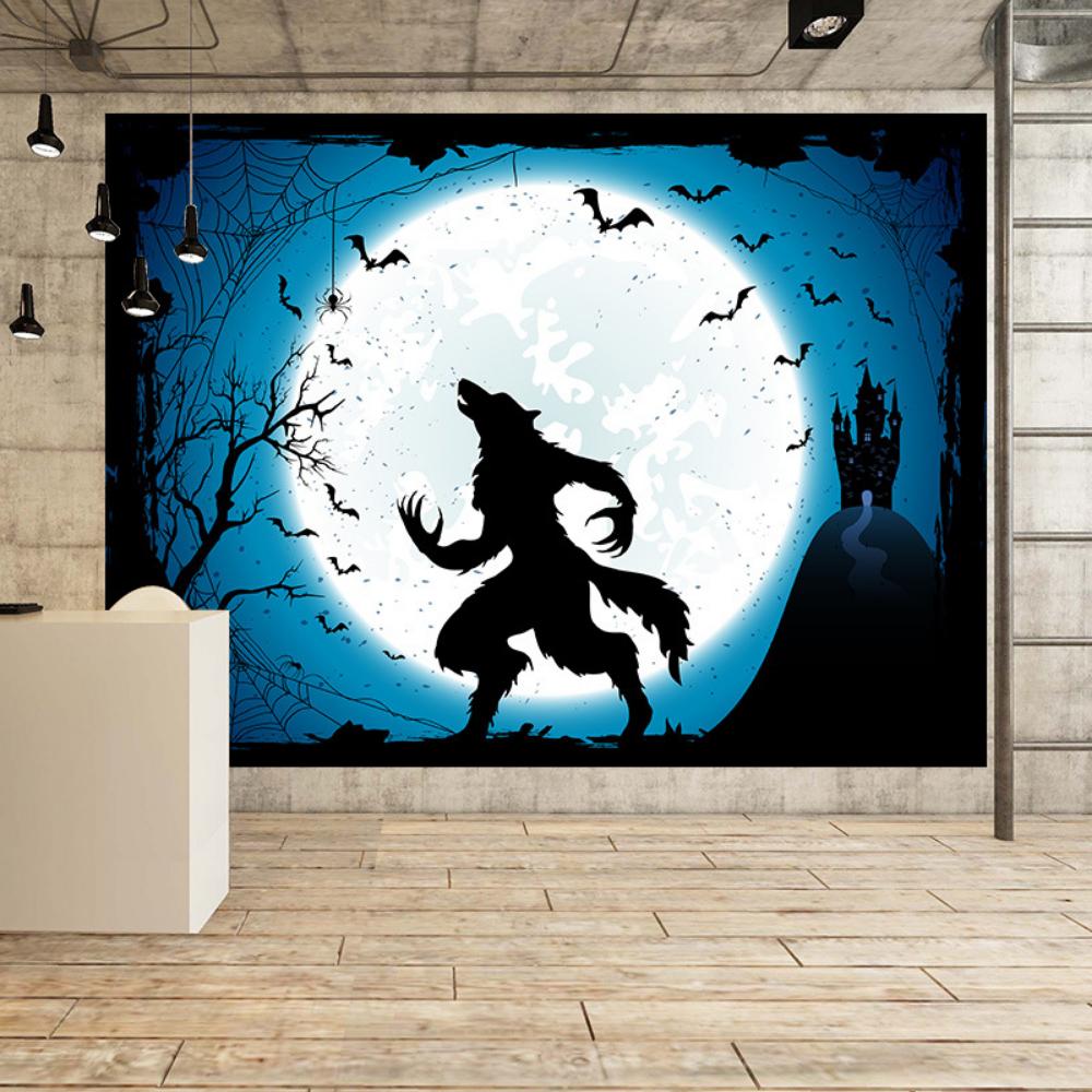 

Гобелен на Хэллоуин, украшение для празднования праздника, фоновая ткань для гостиной, прикроватная тумбочка в спальне, настенный ковер с тыквенной лампой 95x75cm