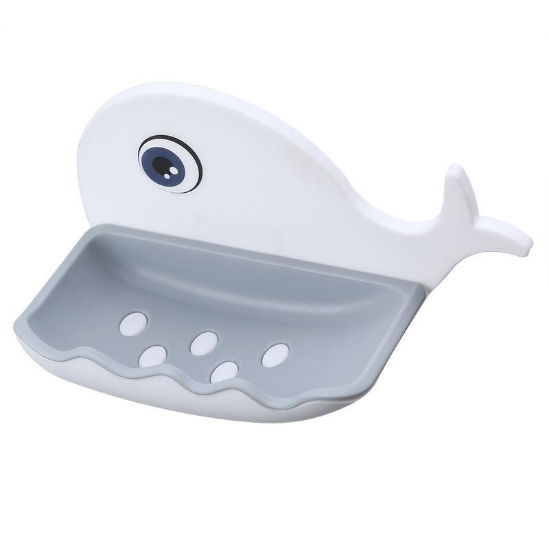 No-Drill Adhesive Soap Dish, Creative Whale-Shaped Soap Holder With Drainage For Bathroom Double-Layer Drain Soap Box