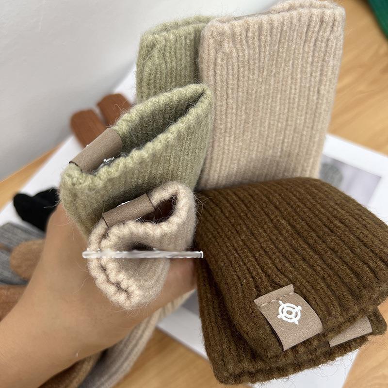 Nuovo Design Versatile ed Elegante con un Lungo Colore Sfumato Maglia Mista Lana Dita Separate Autunno e Inverno Guanti a Cinque Dita da Donna