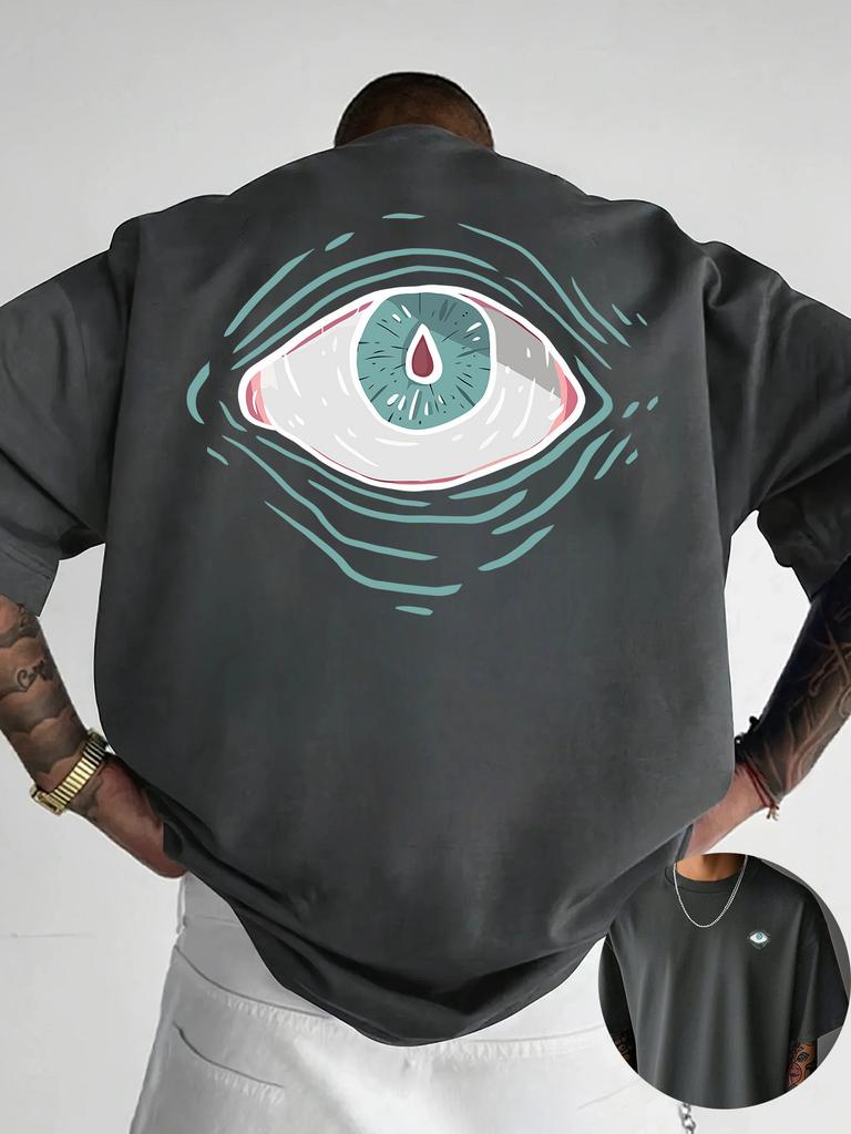 2026 Summer New Style Unisexs Pure Cotton TShirt Street Casual Fashion Soft and Comfortable Simple Eye Pattern Print