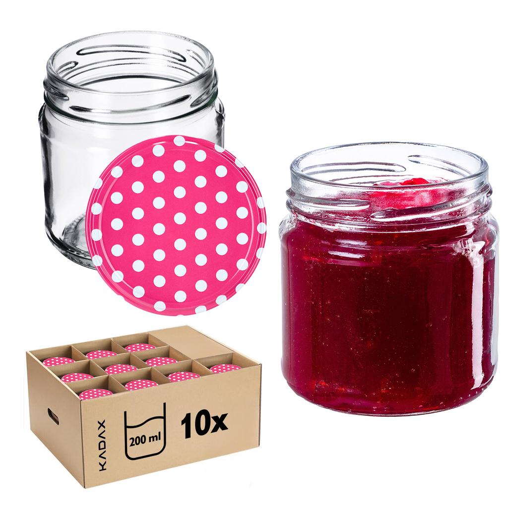 KADAX 10x Glas 200ml + Deckel Fi66 für Konserven Marmelade