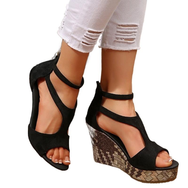 Fashion 2025 Brand Ladies Shoes Peep Toe Women's Sandals Fashion Zip Summer Plus Size Casual Comfortable Best Seller Wedge Sandals