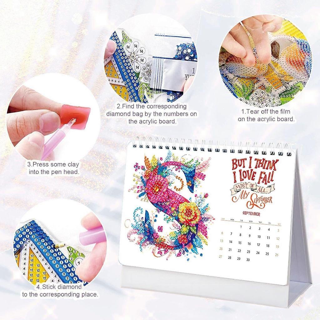 DIY Diamond Art Painting 2026 Desk Calendar Ornament, Monthly Planner