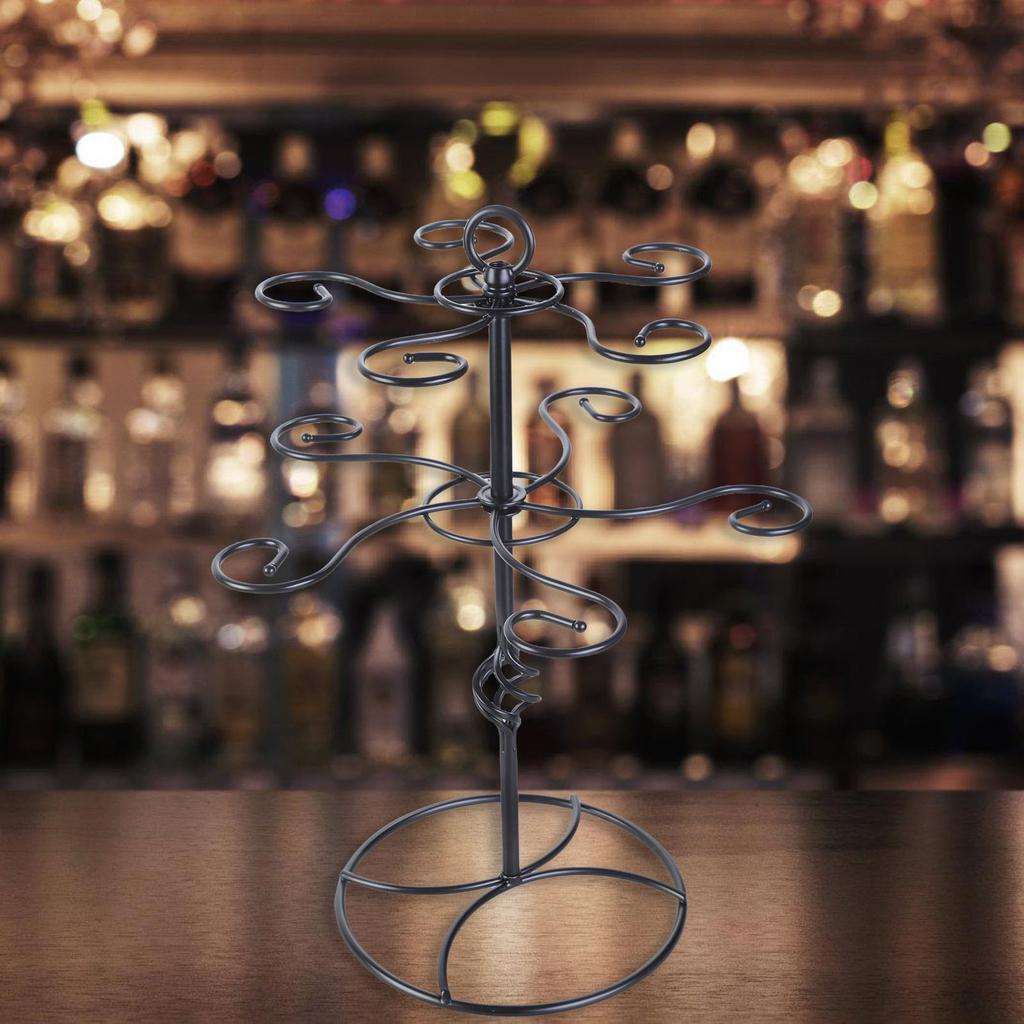 Elegant Tabletop Wine Cup Holder Double Layer Wine Glass Organizers Metal Wine Holder Metal Texture for Home Use