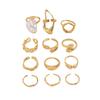Hot Sale Women's Ring Set Geometric Inlaid with Special-Shaped Pearl Design Open Ring