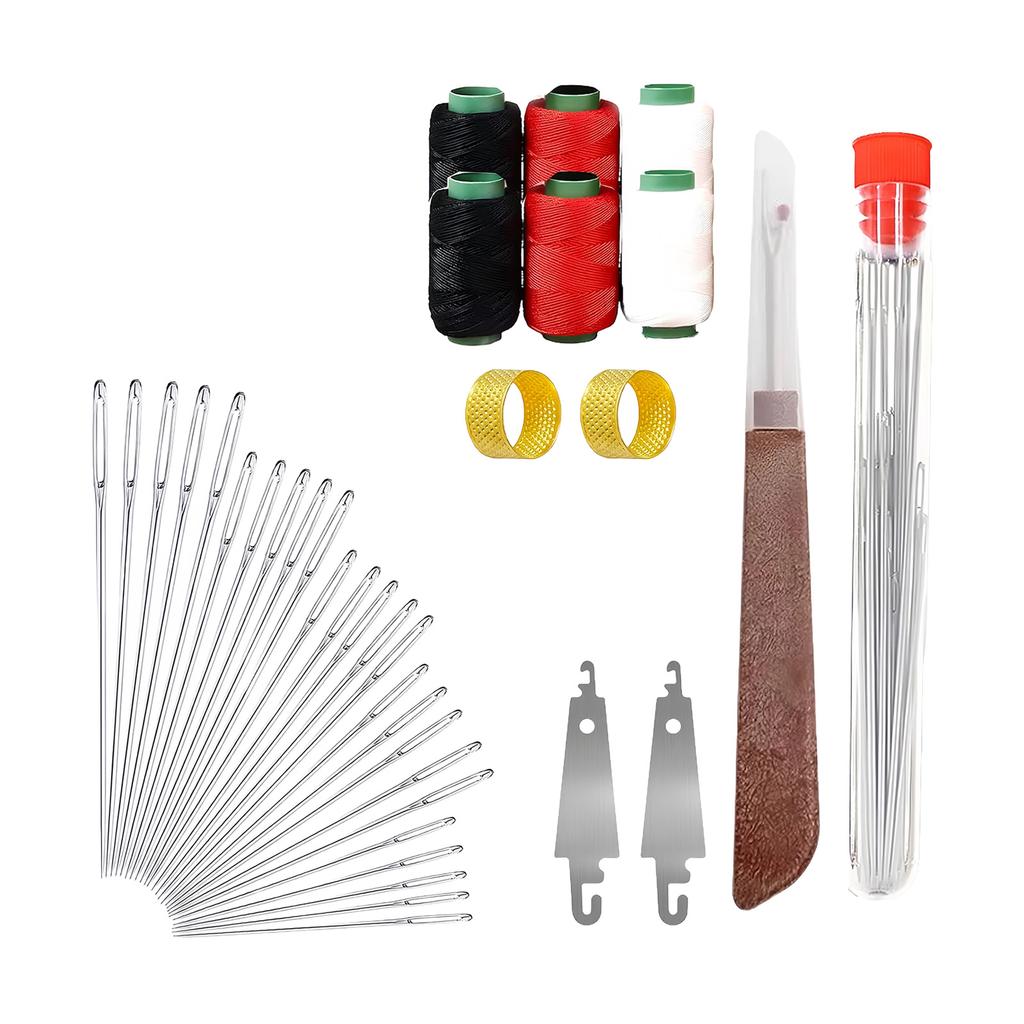 34 Piece Stainless Steel Sewing Kit With Automatic Threader Thread Ripper For Embroidery Leather Repair Crafting