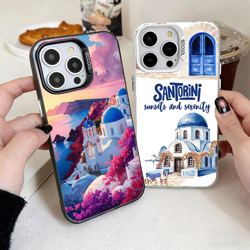 Santorini Greece Summer Soft Phone Case for iPhone 15 16 17 Pro Max 17Air 16E 14 Plus 13 12 Mini Shockproof Cover Back Shell
