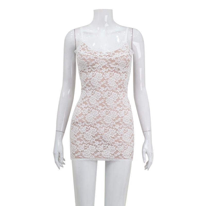 

European and American sexy new women s clothing suspender lace hollow slim and thin pure desire Spice Girl hip wrap short dress L