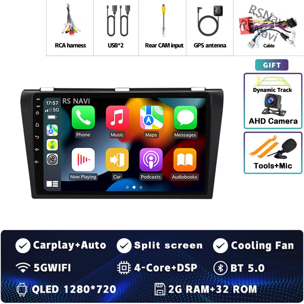

Android 14 Carplay Auto для Mazda 3 2003 2004 - 2013 Автомобильный радиоплеер Мультимедиа стерео Навигация 4G+WIFI Видео BT GPS DSP 2DIN