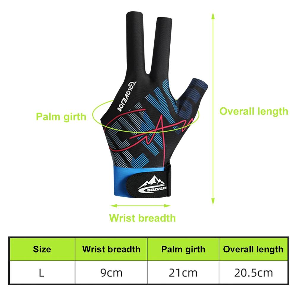Billiards Glove Left Hand Three Finger Snooker Billiard Glove Non Slip Stickers Elasticity Billiard Training Gloves Accessories