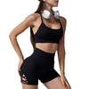 Strictly selected hollow yoga pants, high elasticity, sexy abdomen and hip lift three-point shorts, high waist running, fitness yoga