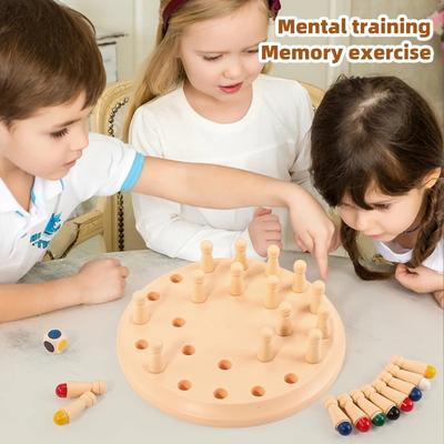 Holz-Gedächtnis-Schachbrett Farb-Gedächtnis-Zuordnung Gehirnjogging-Spiel@Lernaktivitäten&Pädagogisches Montessori-Spielzeug*für Kinder Geschenk