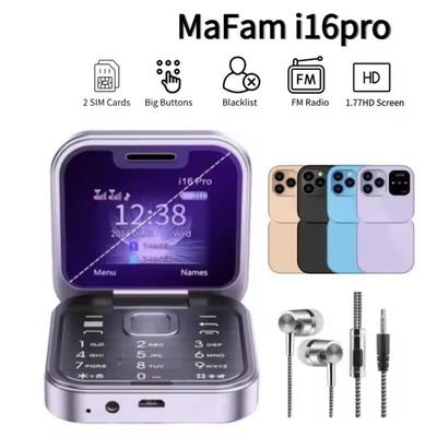 I16 Pro Mini Flip-Handy FM-Radio Magische Stimme Blacklist Kurzwahl Vibration 2SIM-Karte Kleines Display Faltbares Telefon
