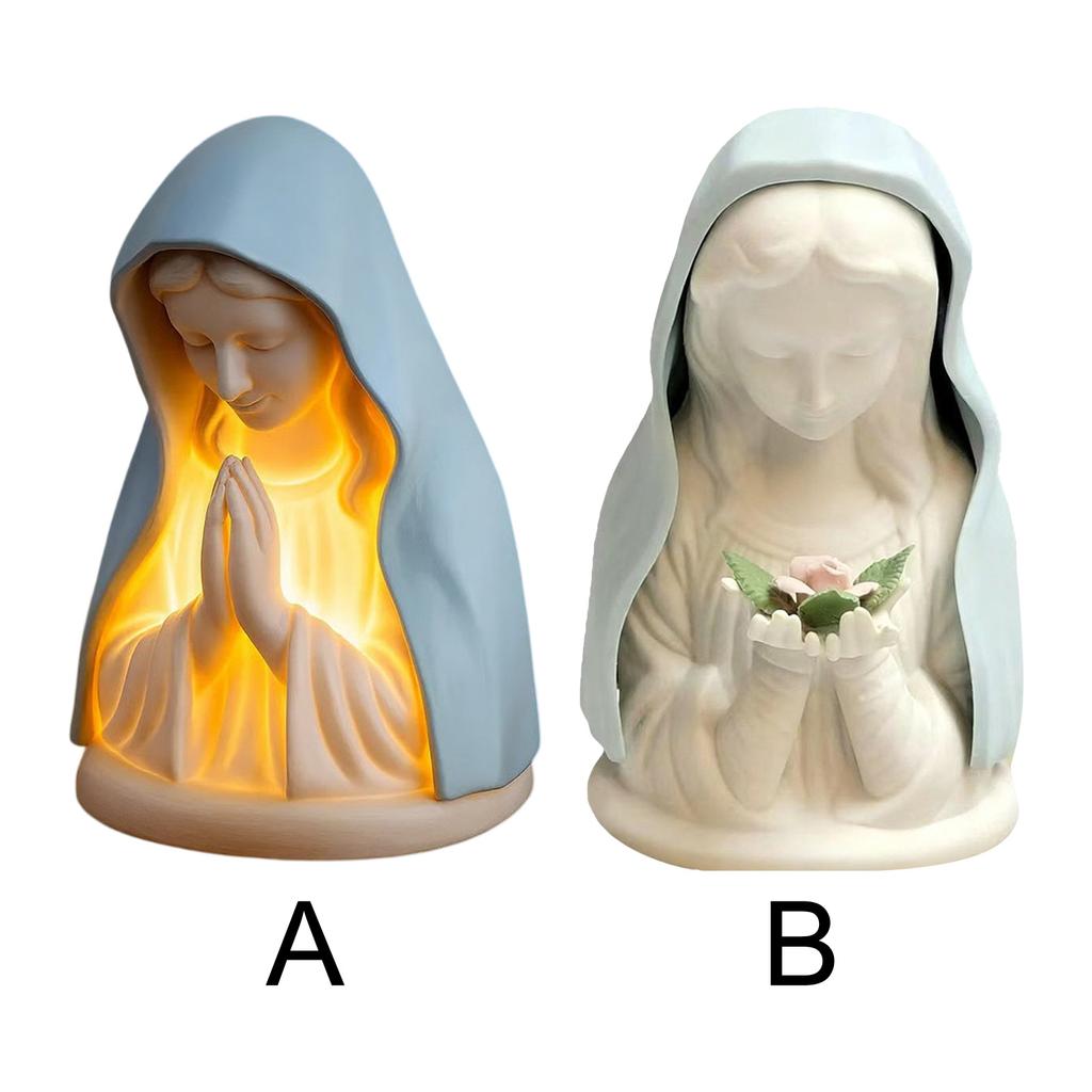 Virgin Mary Prayer Night Light Handcrafted Virgin Mary Catholic Decor Table Lamp Home Decoration Desk Accessories for Reading