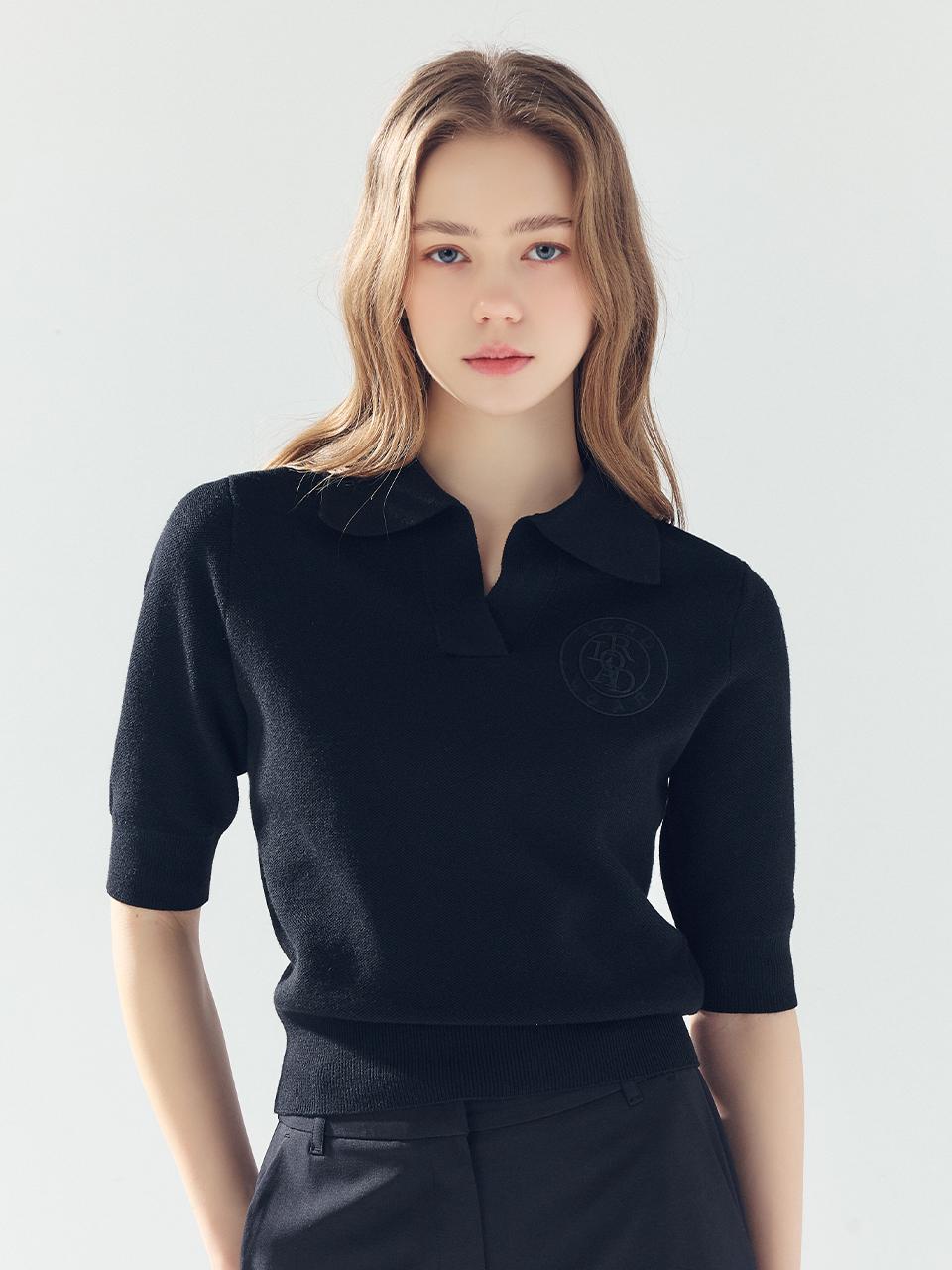 Signature Collar Knit Black Black/L
