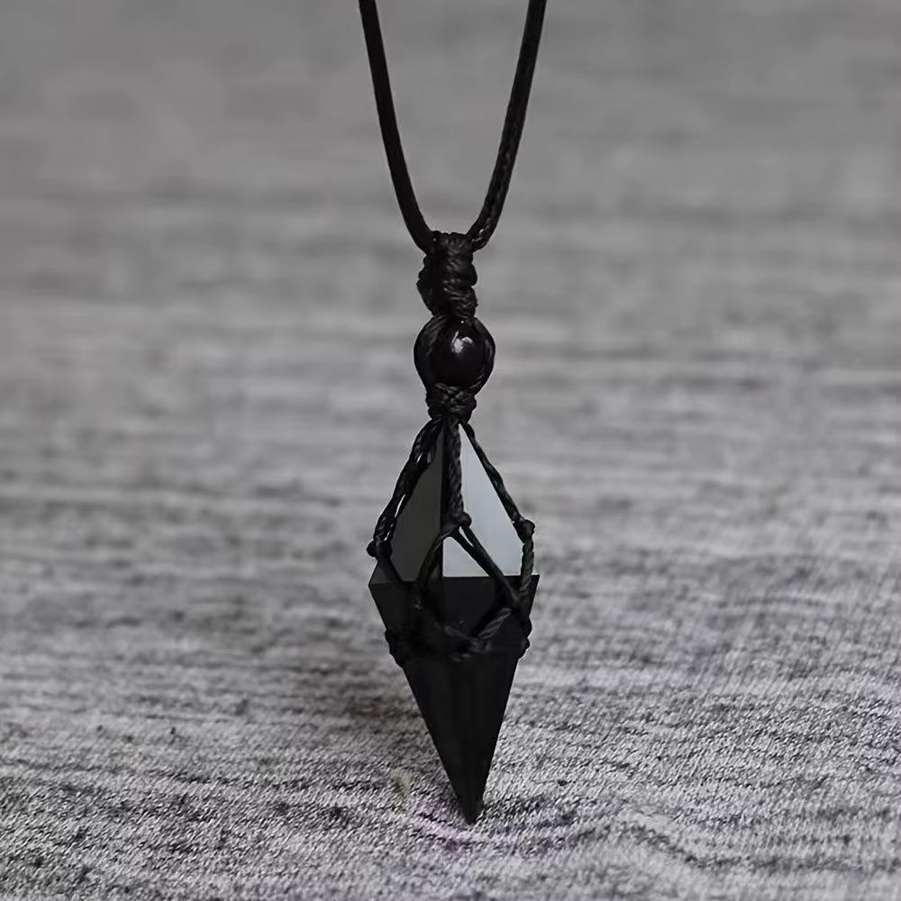 Unisex Starry Sky Obsidian Pendant Necklace - Trendy Couple Gift