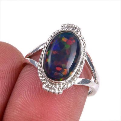 Natural Ethiopian Opal Gemstone 925 Solid Sterling Silver Jewelry Ring S.7 U4m31