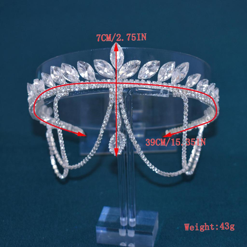 Tiare Bandeau en Strass Fait Main avec Pendentif pour Accessoires de Cheveux de Mariée (DZ051)