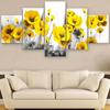 5 Piezas Pintura en Lienzo de Flores Amarillas Impresiones de Paisaje Floral Pósters Arte de Pared Decoración del Hogar Decoración de Sala de Estar Sin Marco