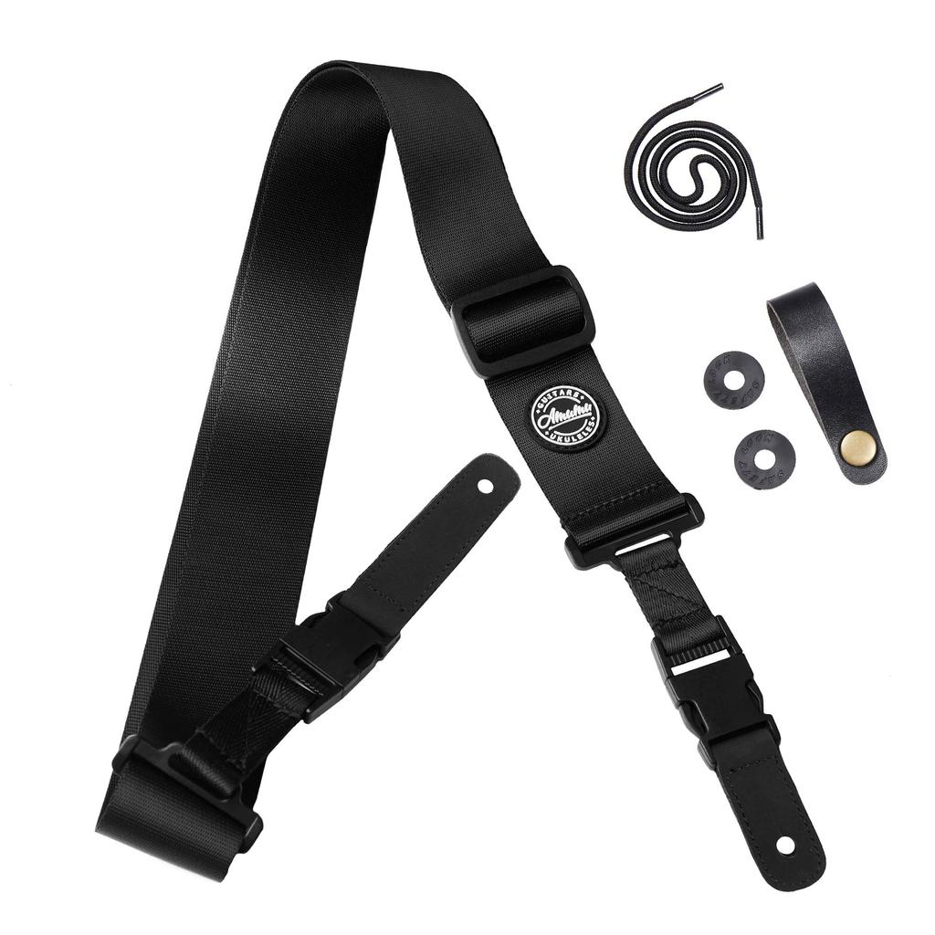 Amumu Nylon Seatbelt Guitar Strap with Clip and Zipper Buckle, Fits Acoustic, Electric, and Bass Guitars, Adjustable Length