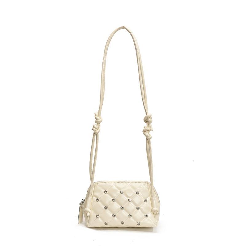 

Crossbody small bag women s summer new fashion retro shoulder bag rivet double layer portable small square bag women s bag one size fits all білий