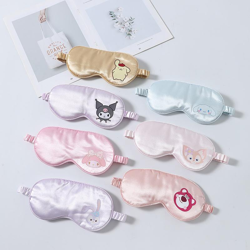 Sanrio Imitated Silk Eye Mask For Sleeping Breathable Eyeshade Cover For Travel Nap Soft Comfort Blindfold Night Eyepatch