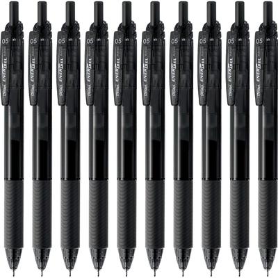 Pentel Gel Ink EnerGel S Ballpoint Black 10 Pens Pen, 0.5mm, Barrel, BLN125-A,
