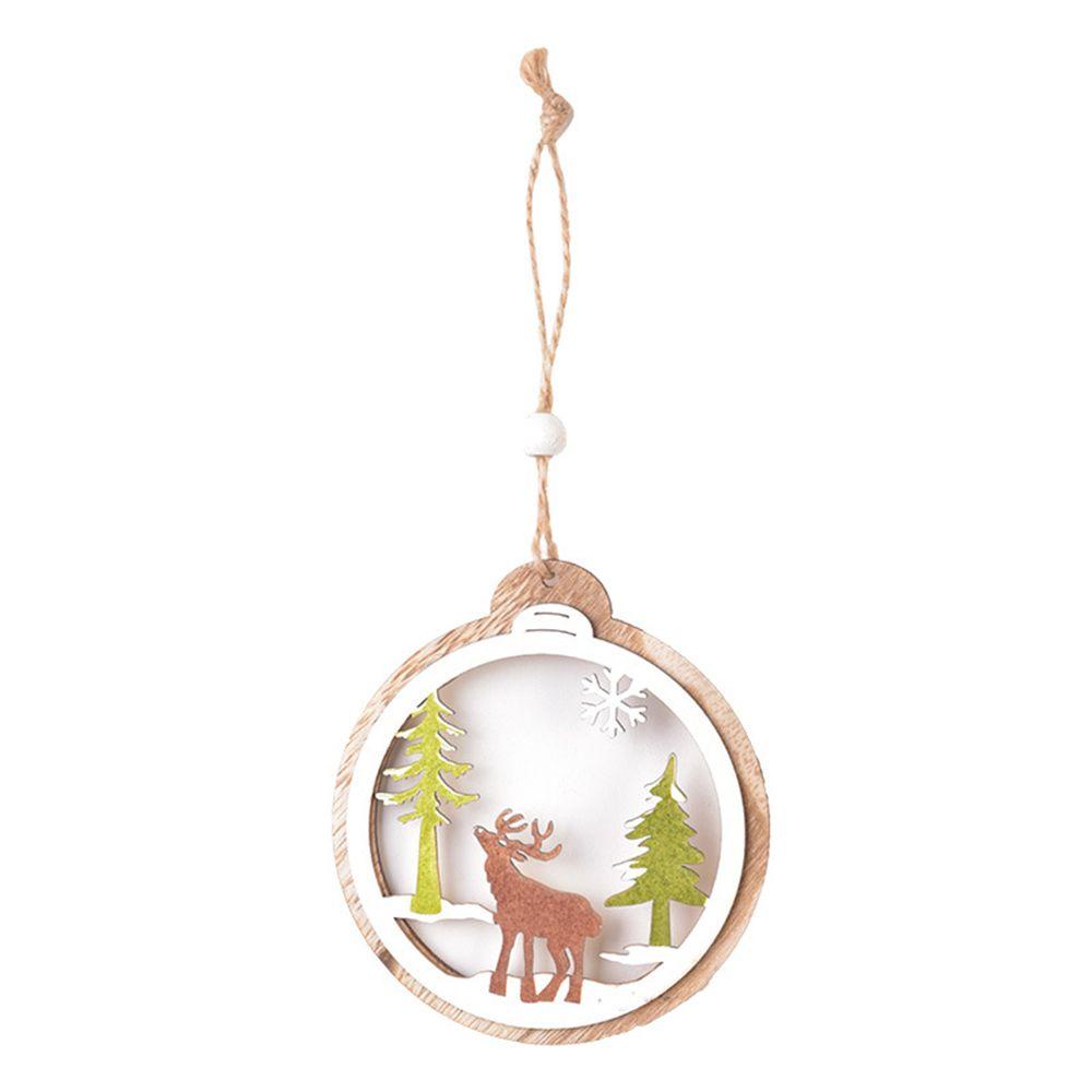

House DIY Craft Santa Claus Xmas Ornament Christmas Tree Pendant Wood Hanging Snowman Snowflake Elk 2