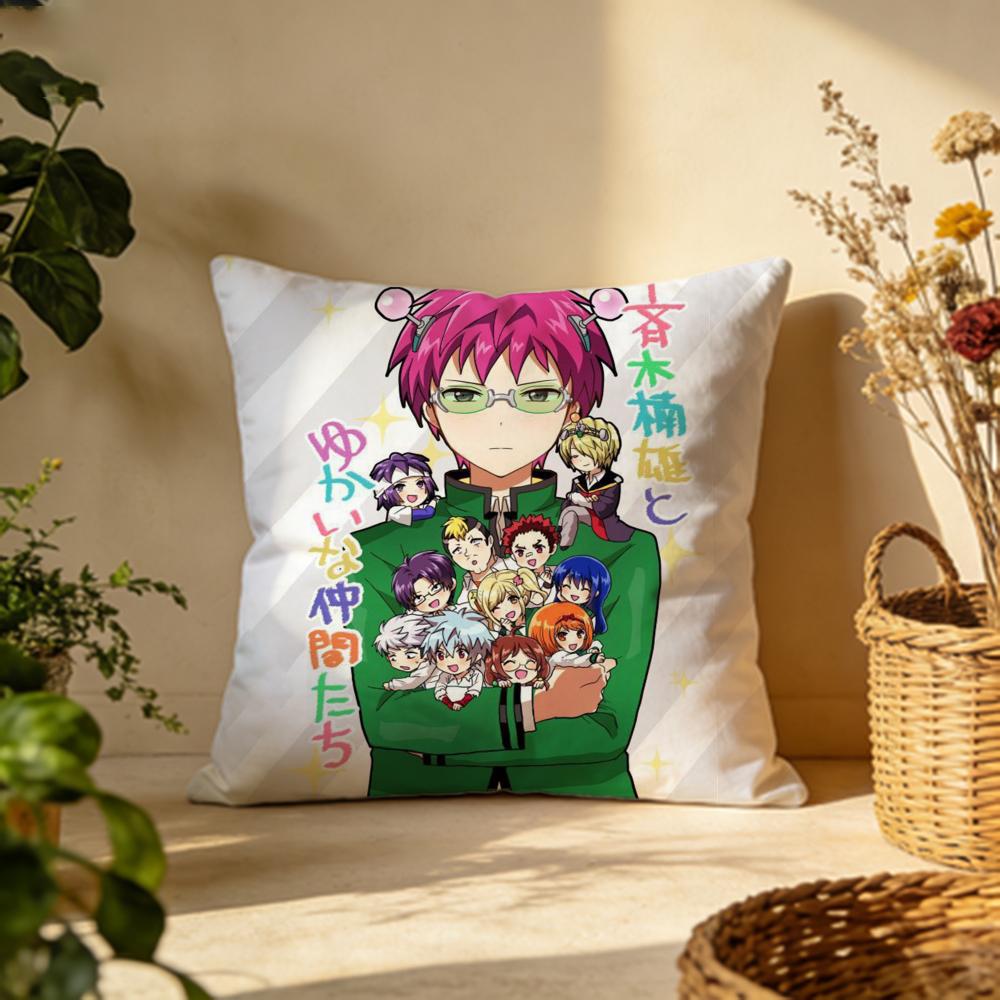Hot TThe Disastrous Life of Saiki Kied Cushion Cover Versatile DoubleSided Pillow Case Fit for Sofa Bed Car  Daily Decor