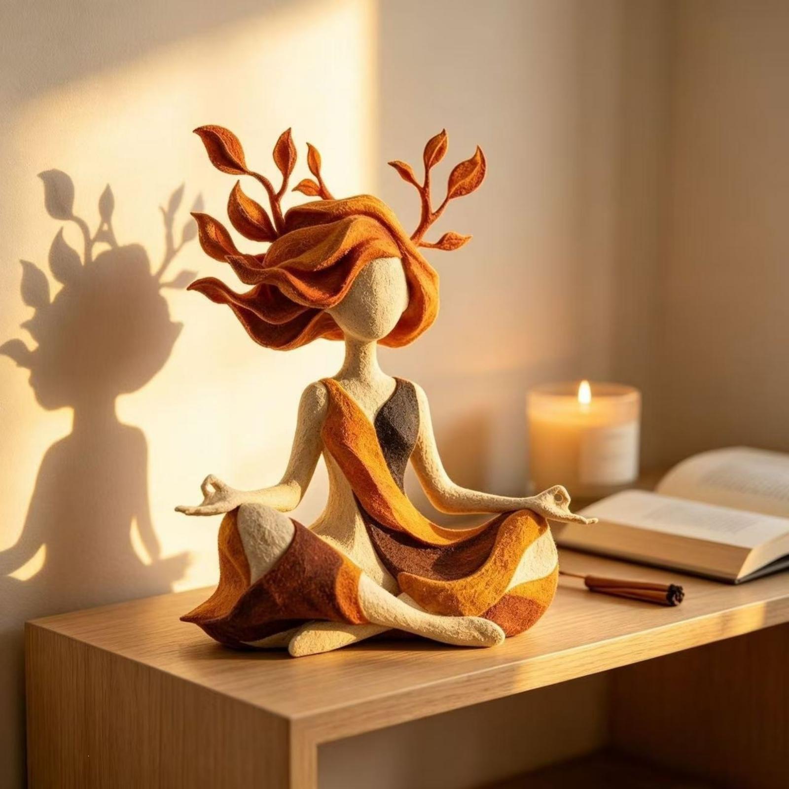 Resin Yoga Girl Figurine Decorative Statue Sitting Meditation Pose Home Office Desk Ornament Modern Art Sculpture One Size