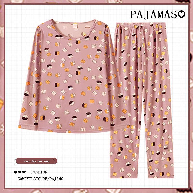 Women's Cartoon Pajama Set - Long Sleeve & Pants, Spring/Autumn, Cute & Comfy Home Wear