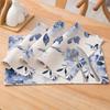 Blue Leaves Watercolor Placemats Set of 4, 12x18 Inch Spring Summer Leaves Table Place Mats for Kitchen Dining Home Party Decor