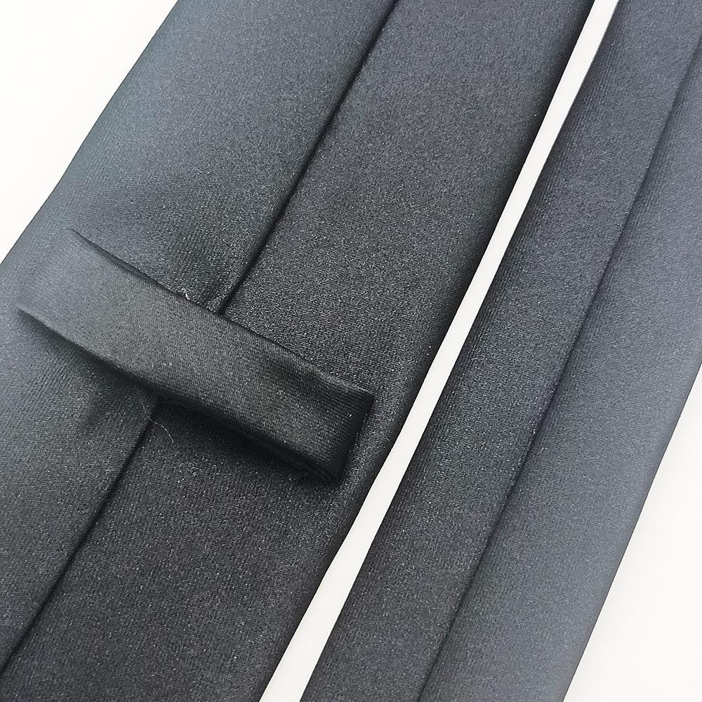 High-Density Yarn-Dyed Black Polyester Silk Tie - 8cm, Formal & Casual