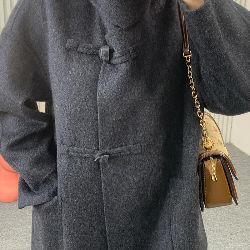 Neuer Temperament doppelseitiger Kaschmirmantel Stehkragen Slim-Fit Knopfleiste Wolljacke Pendler Kaschmirmantel