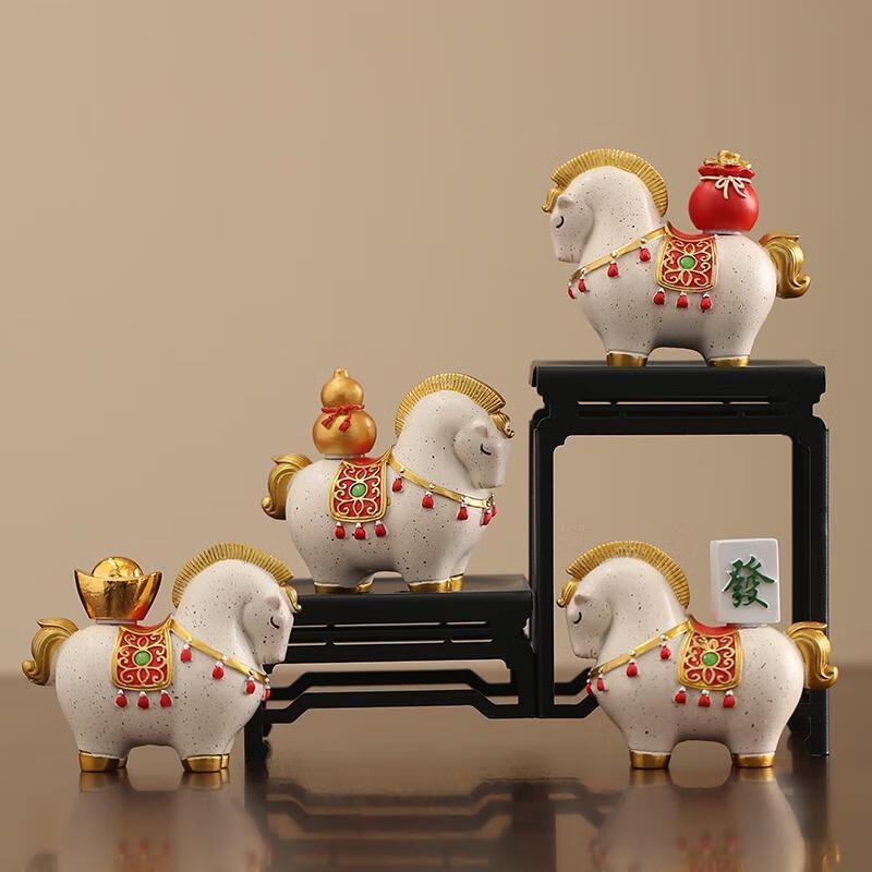 JINGRUIXIANG Lucky Horse Gold Ingot Desk Ornament