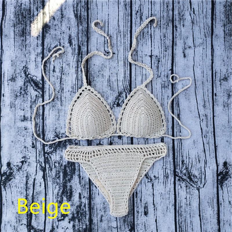 

Handmade Crochet Push-Up Padded Bikini Set Small бежевый