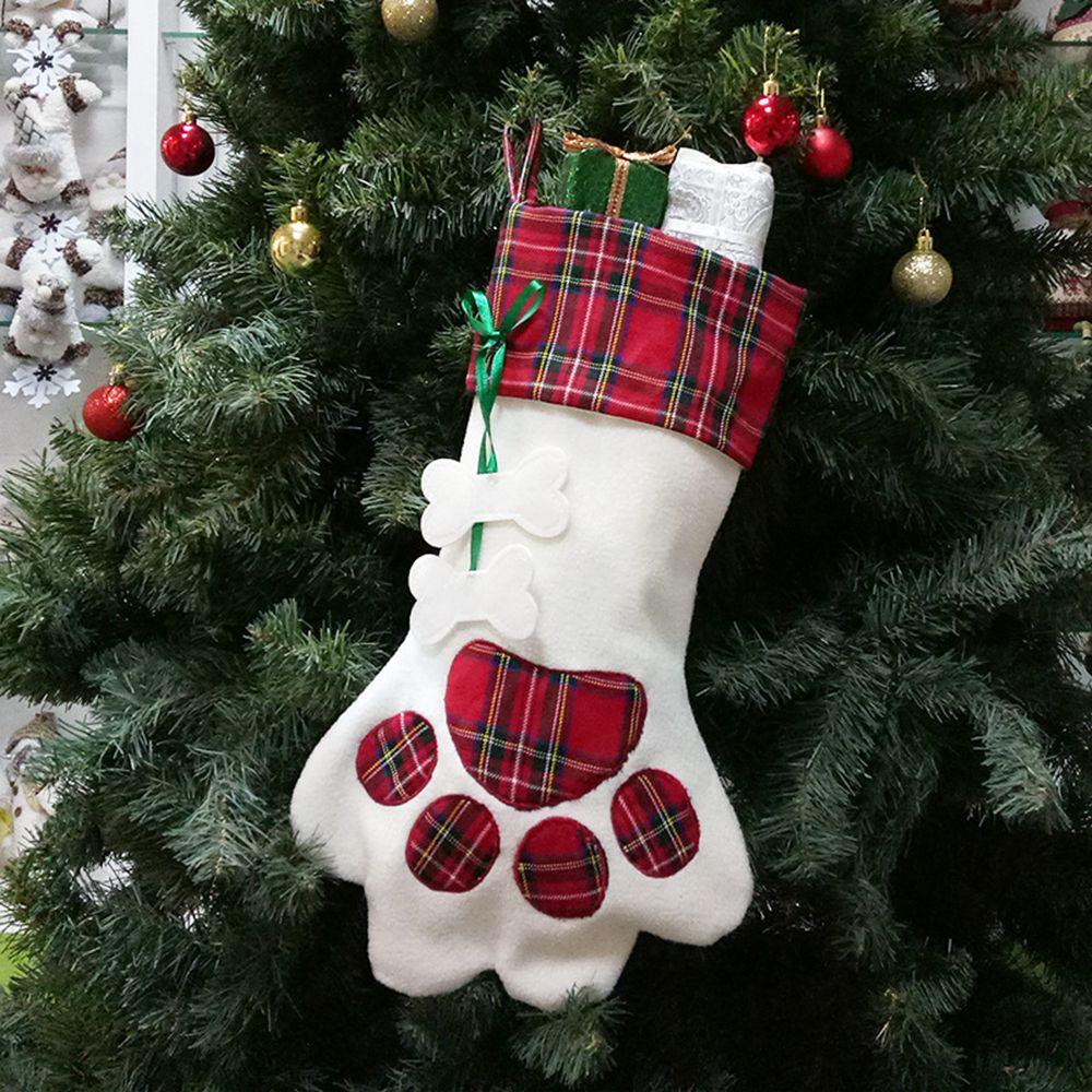 Christmas Holiday Hanging Fireplace Plaid Decoration Christmas Stockings Pet Supplies Ornaments