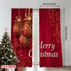 2pcs 2D flat printing Christmas Hot Party Curtains Christmas card red trinket print Digital Printed Polyester Drapes Party