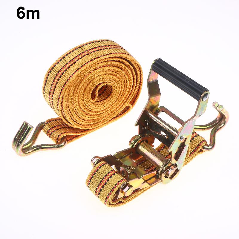Heavy Duty Ratchet Tie Down Straps 2/3/4/6 Meter Long Double Hook Lashing Belt For Truck Cargo Securing Transport Binding