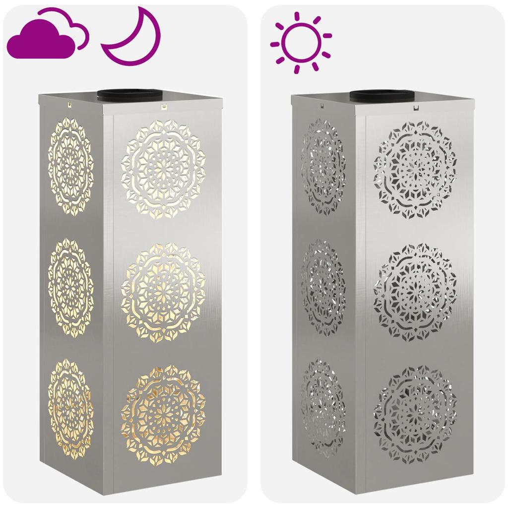 Solar LED Path Light 2 Pcs Silver Stainless Steel