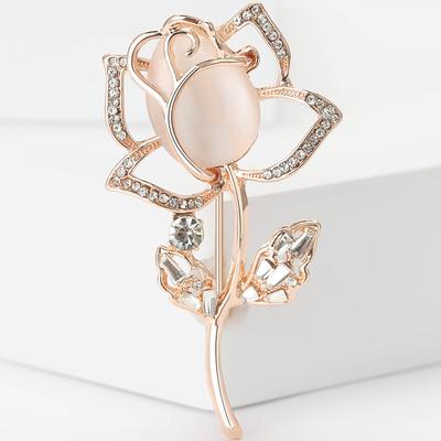 Gold Tone Flower Brooch Pin Crystal Rhinestone Brooches Jewelry Party Gift Lapel