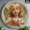 Vintage Shy Angel Metal Sign Gold Wings Retro Wall Decor Home Bar Kitchen